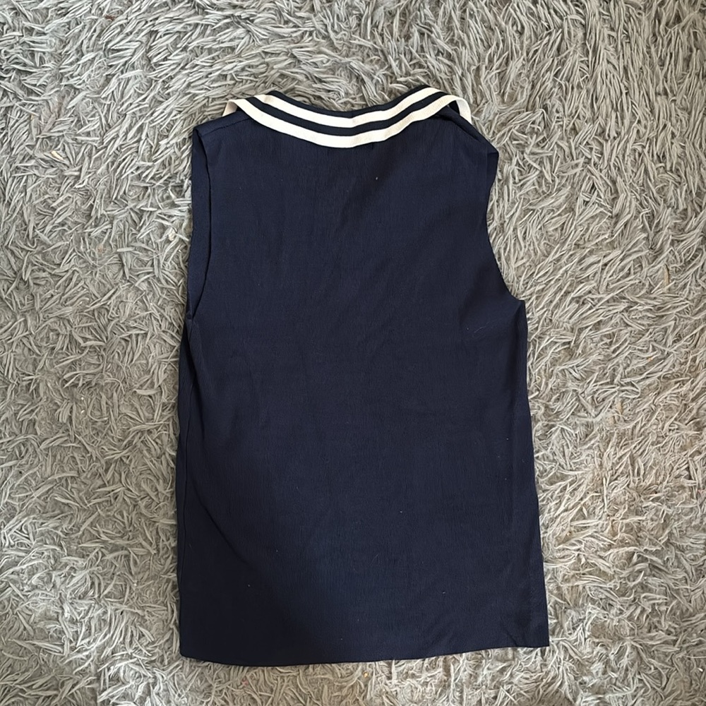 SHEIN Navy Blue Sleeveless Polo Tank Top with White Trim - Picture 9 of 9